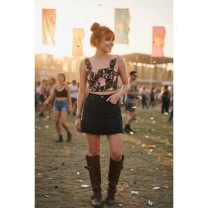 Agua Bendita Leah Dreamin Floral Crop Top Boho Festival Western Summer Luxury
